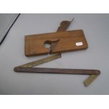 antique plane and a set square tool