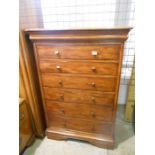 Mahogany Willis and Gambier 6 long Wellington chest of drawers with metal handles with hidden 7th