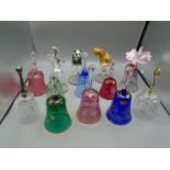 Bells - Assortment of glass and crystal bells incl Bohemia, approx 50 in total