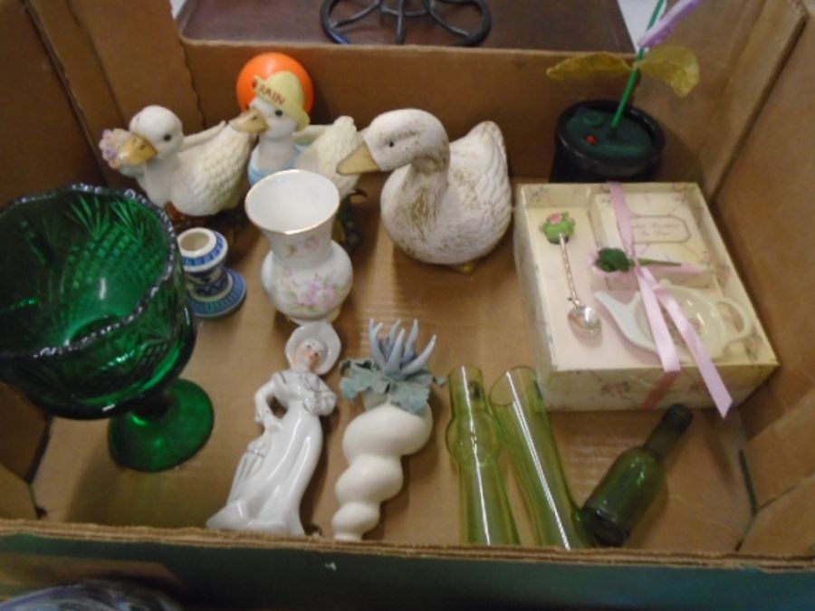 box of china items and other sundries plus a candle hanging item - Image 2 of 3
