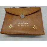 Masonic apron in leather pouch