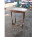 Oak side table with barley twist legs H75cm W58cm D40cm