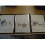 3 comical prints of cattle