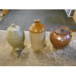 3 pieces of salt glazed ware