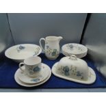 Sylvac ware lime grove pattern part breakfast set incl serving bow, 4 bowls, jug, teacup saucer