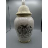 stoneware lidded pot with cherubs