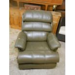 Green leather La-z-boy reclining armchair