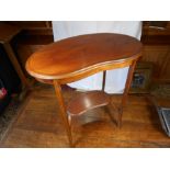 Edwardian kidney shaped side table with inlaid top, 72cm tall x73cm wide