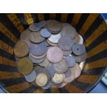 A tin of mixed coinage -old pennies, half crowns etc