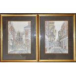 D A Heald street scenes of Petergate, York and Shambles, York in matching frames 33 x 42cm