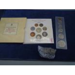 A sleave of pods with U.S coinage plus some loose also UK uncirculated coin collection 1986 in