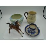 Mixed lot of china/pottery to include Conwy, Boothe Real Old Willow and a Beswick pony