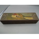 Treen box with village scene