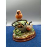Border Fine Arts 'Second Brewed' model no B0880 - pair of robins with chicks in a teapot, signed Ray