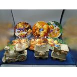 Bareuther Teddy and Seine Freude picture plates x6 plus Christmas pottery train