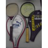 Puma and Dunlop tennis rackets