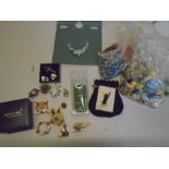 collection of costume jewellery to include enamelled cat brooch