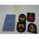 Signal card, ration book and epelets/lapels for Naval Regent