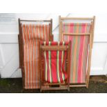 3 vintage deck chairs