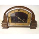 Oak cased mantel clock, westminster chime, no key