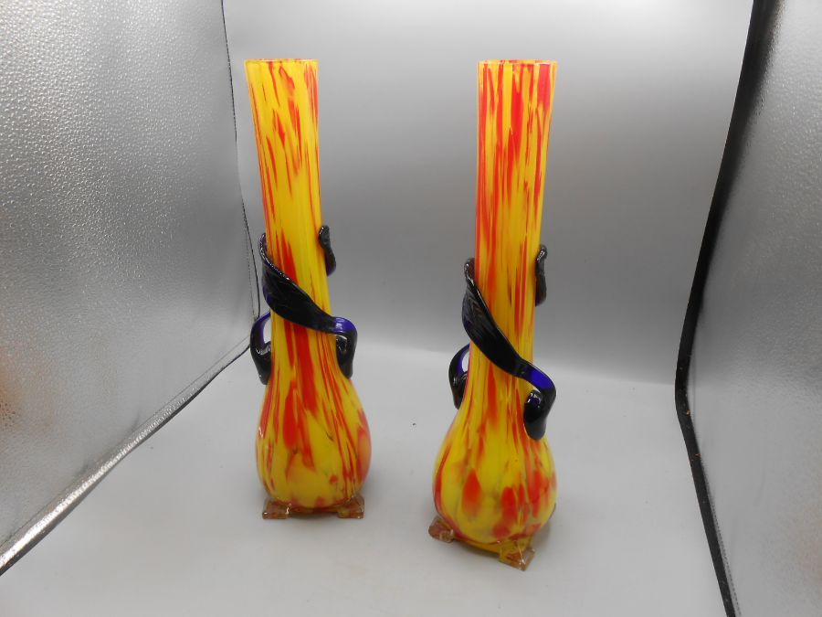 Pair of Czech Franz Welz ? glass vases