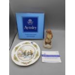Aynsley " Woodcutting" plate and Aynsley otter figurine