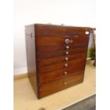 Dental cabinet of 5 drawers and key - a long steel pin holds drawers in place