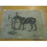 Charcoal sketch of horses, no frame