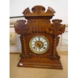 American wooden mantle clock with key