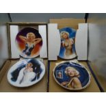 Marilyn Monroe picture plates x4, Bradford Exchange, boxed with certificates