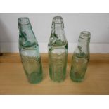 3 vintage codd bottles