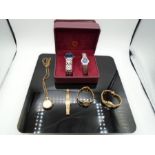 A boxed His and Hers Goldlis watch set, a Ladies Sekonda watch, two Ladies Rotary watches and a