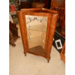 veneered corner display cabinet on cabriole legs