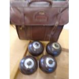 Hemselite bowls in leather slazenger bag