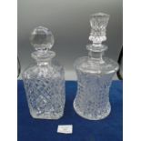 2 cut glass decanters