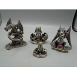 4x Mystic Legends sculptures - The Dragons Wrath, The dragon of the forest, and 2x the reborn dragon