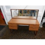 Vintage retro mid century dressing table with mirror H69cm (113cm with mirror) W125cm D45cm