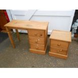 Pine dressing table and bedside drawers. Dressing table size H78am W103cm D40cm