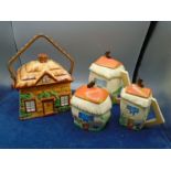 Crooked house art deco style tea set incls teapot, milk jug and sugar bowl together with Westminster