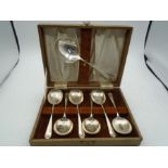 A boxed plated Soup spoon set