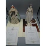 Royal Worcester Queen Elizabeth 1 and 11 figurines with authentication