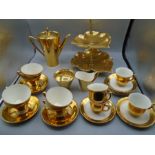 Bavaria part coffee set comprising coffee pot, milk jug, sugar bowl, 6 triangular cups and