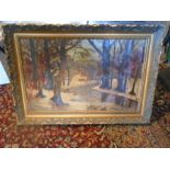 Aug de Veen Oil on canvas depicting trees 74cm x 52cm signed