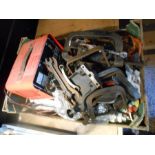 Box of tools including clamps