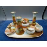 Noritake dressing table set includes tray, trinket boxes, candlesticks etc a/f