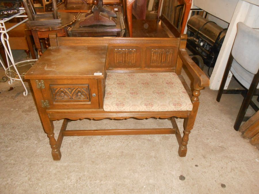 Old charm oak telephone seat