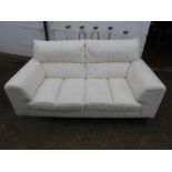 White leather 3 seater sofa H90cm W180cm D95cm