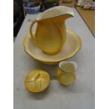 yellow water set, few chips in bowl