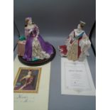 Royal Worcester figurines 'Mary queen of Scots' and 'Queen Victoria' with authentication