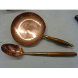 Copper pan and spoon